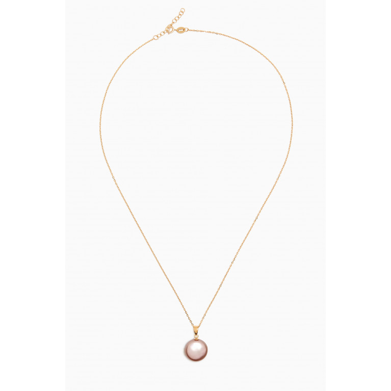 Damas - Kiku Coin Pink Pearl Pendant Necklace in 18kt Gold