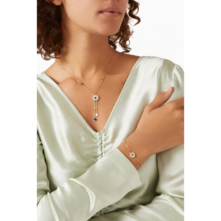 Damas - Amelia Dubai Mother of Pearl Lariat Necklace in 18kt Gold