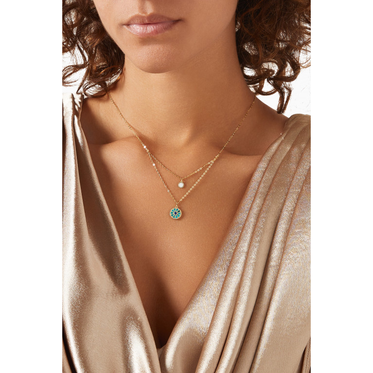 Damas - Amelia Dubai Mother of Pearl Layered Necklace in 18kt Gold