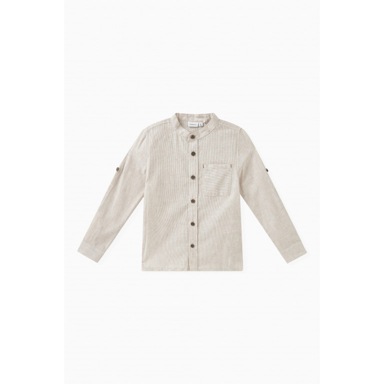 Name It - Striped Shirt in Organic Cotton Brown