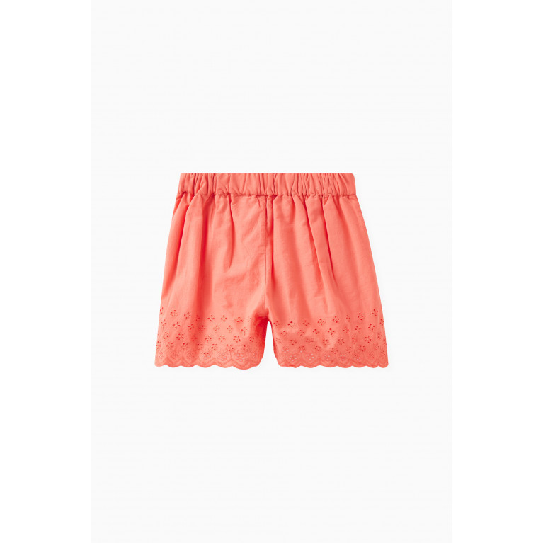 Name It - Cutwork-detail Shorts in Cotton Orange
