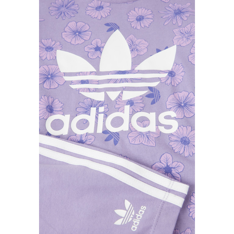 adidas Originals - Floral Logo T-shirt & Shorts Set in Cotton Jersey