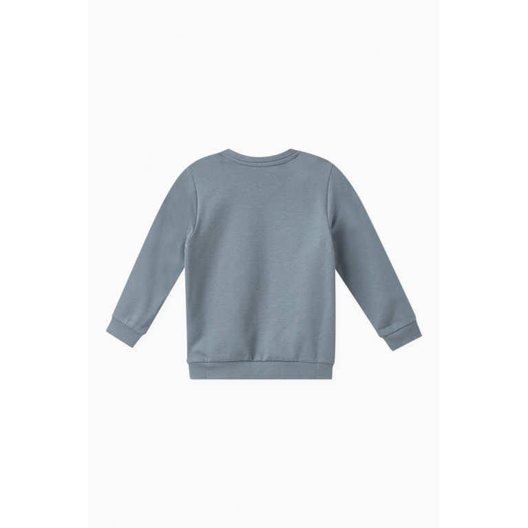 Name It - Embroidered Animal Patches Sweatshirt in Cotton Blue