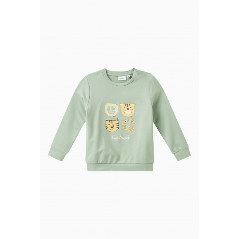Name It - Embroidered Animal Patches Sweatshirt in Cotton Multicolour
