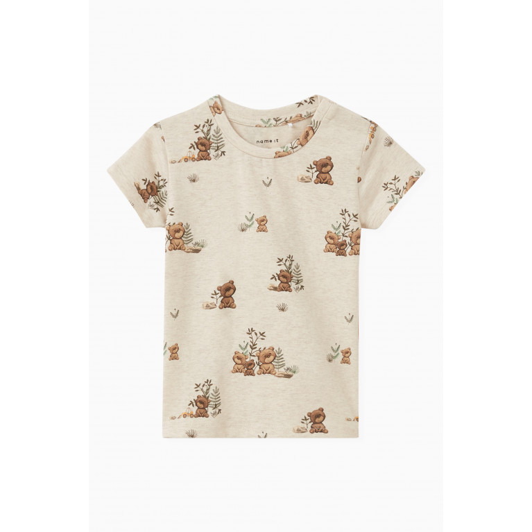Name It - Teddy Bear-print T-shirt in Cotton