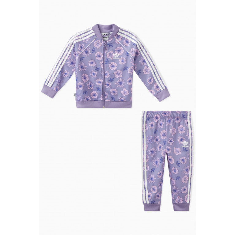 adidas Originals - Floral Track Jacket & Pants Suit Set in Recycled Nylon Tricot