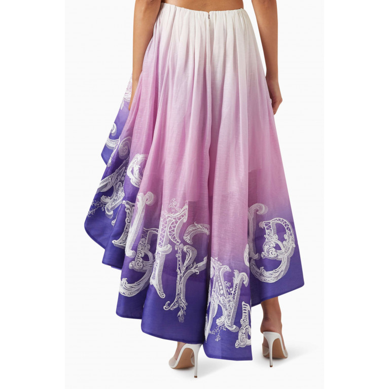 Zimmermann - Tama Embroidered Midi Skirt in Silk-linen Blend