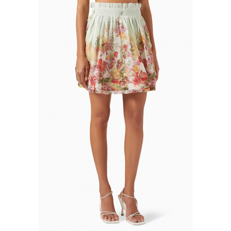Zimmermann - Wonderland Floral Flip Skirt in Silk-linen
