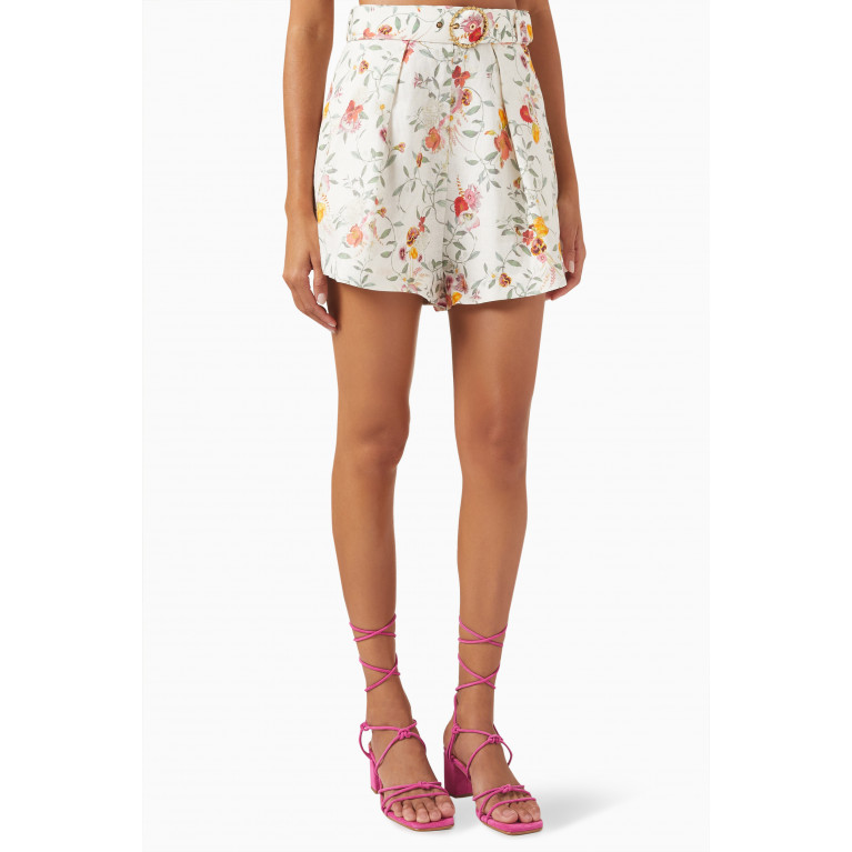 Zimmermann - Floral High-waisted Shorts in Cotton