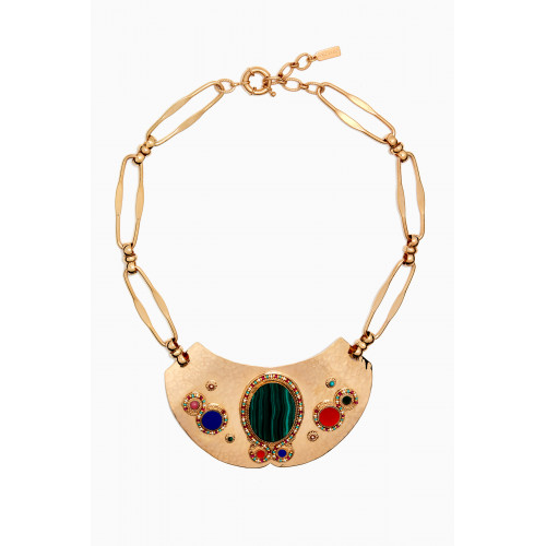 Satellite - Claudia Hammered Statement Necklace in Gold-plated Metal