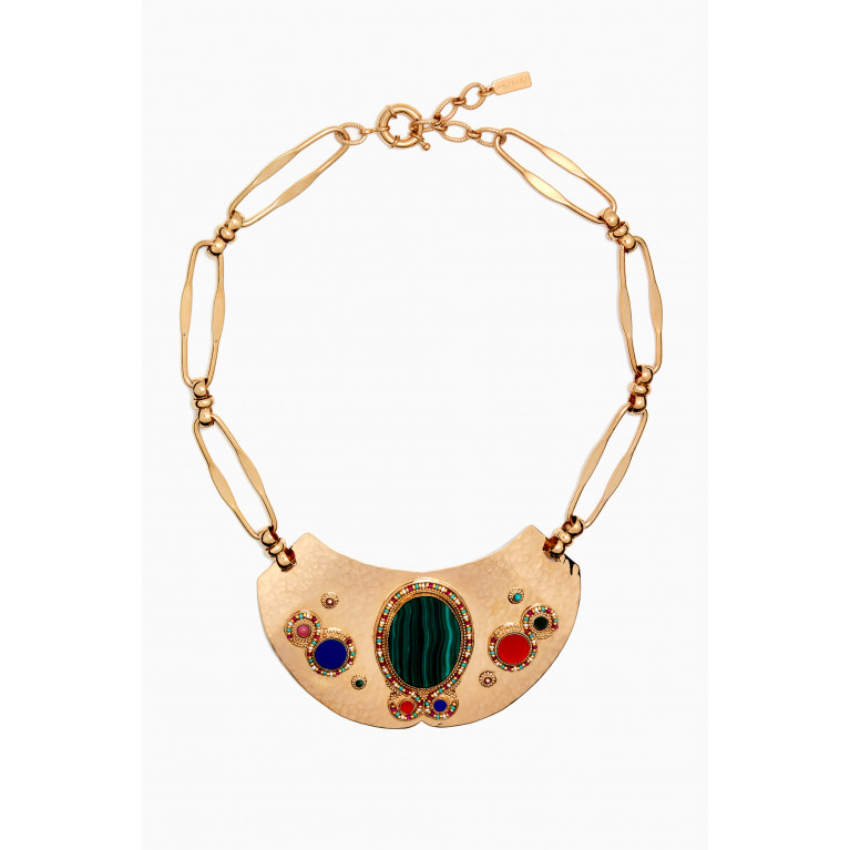 Satellite - Claudia Hammered Statement Necklace in Gold-plated Metal