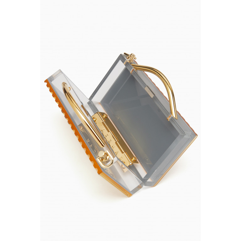 L'AFSHAR - Philo Gold Mirror Top Handle Bag in Acrylic