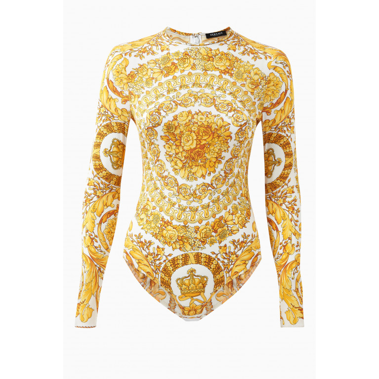 Versace - Barocco-print Bodysuit in Stretch-silk