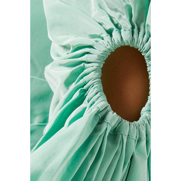 Avaro Figlio - Medusa-sleeve Ruffled Maxi Dress in Taffeta