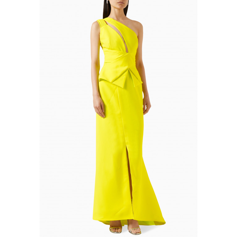 Avaro Figlio - One-shoulder Cut-out Maxi Dress in Cady