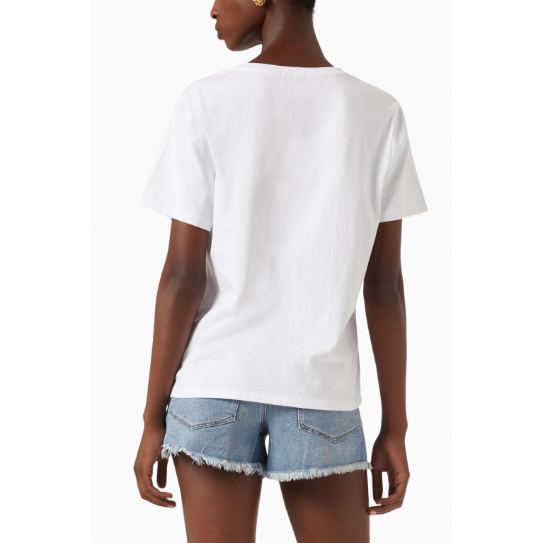 Good American - Classic V-neck T-shirt in Jersey White