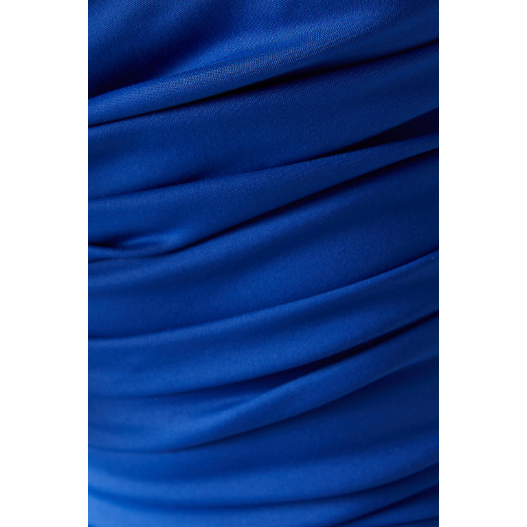 Matičevski - Assertion Ruched Off-shoulder Gown in Cotton-elastane Blue