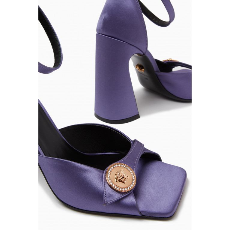 Versace - Medusa Button 105 Heel Sandals in Satin