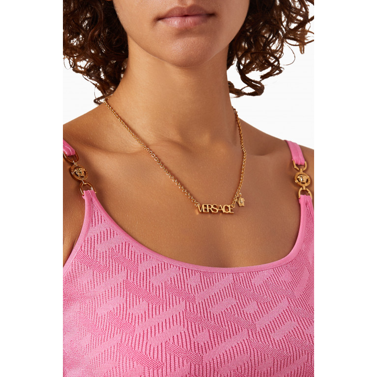 Versace - Logo Necklace in Gold-toned Brass