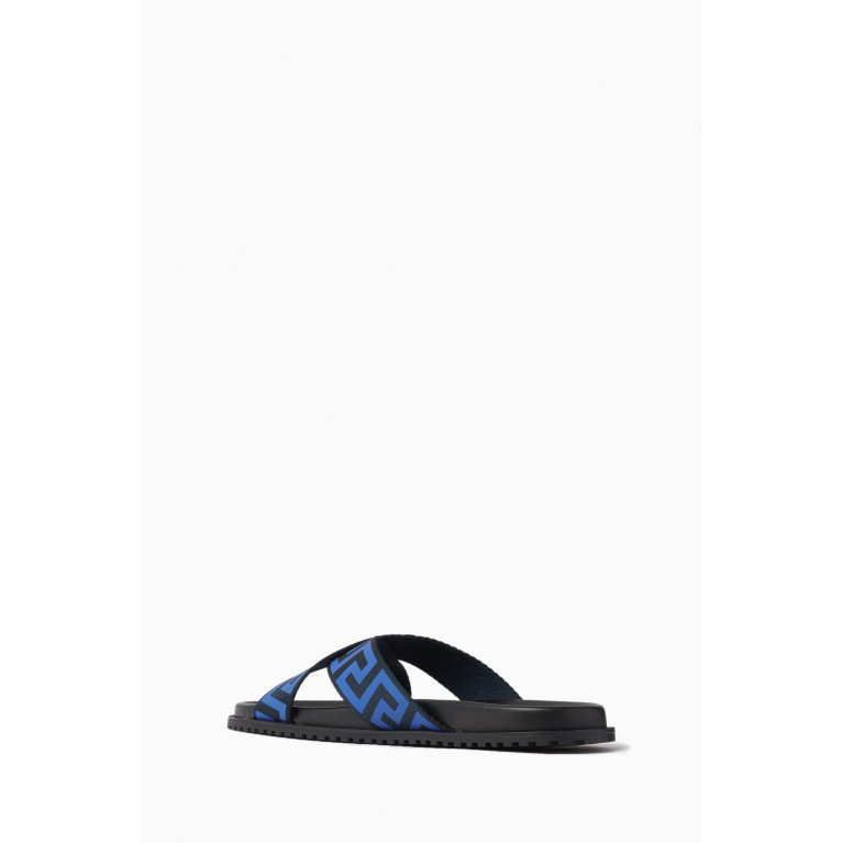 Versace - Greca Xover Slides in Canvas & Rubber