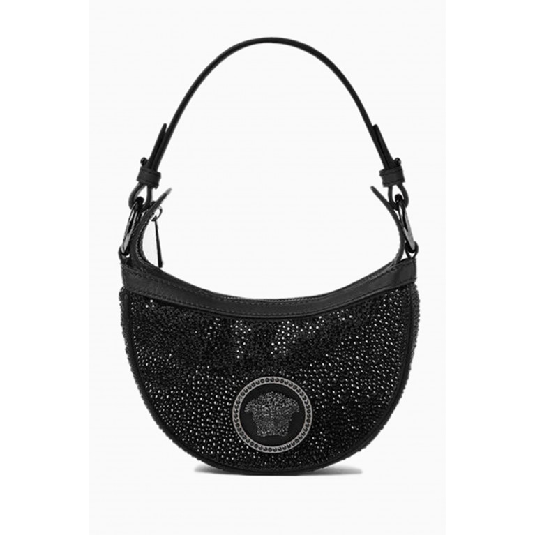Versace - Mini Medusa Repeat Hobo Bag in Rhinestone-embellished Satin
