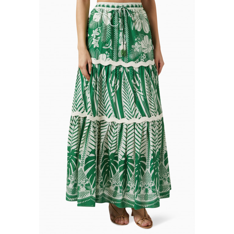 Farm Rio - Macaw Elegance Maxi Skirt in Cotton
