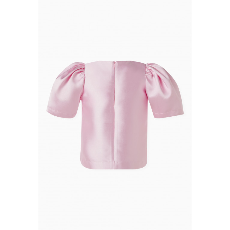 Caroline Bosmans - Puffy Sleeves Top in Satin Pink