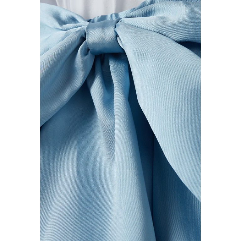 Caroline Bosmans - Caroline Bosmans - Bow Detail Glossy Skirt in Polyester Blue