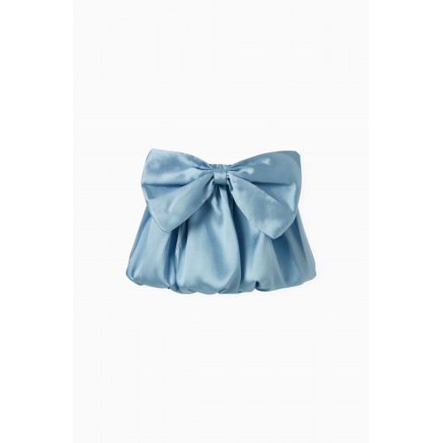 Caroline Bosmans - Caroline Bosmans - Bow Detail Glossy Skirt in Polyester Blue