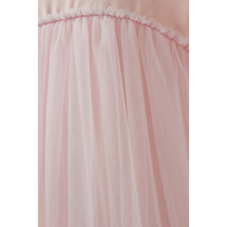 Caroline Bosmans - Short Sleeved Dress in Cotton and Tulle Pink