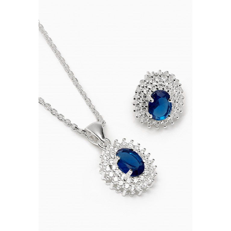 The Jewels Jar - Ayesha Necklace & Earrings Set in Sterling Silver