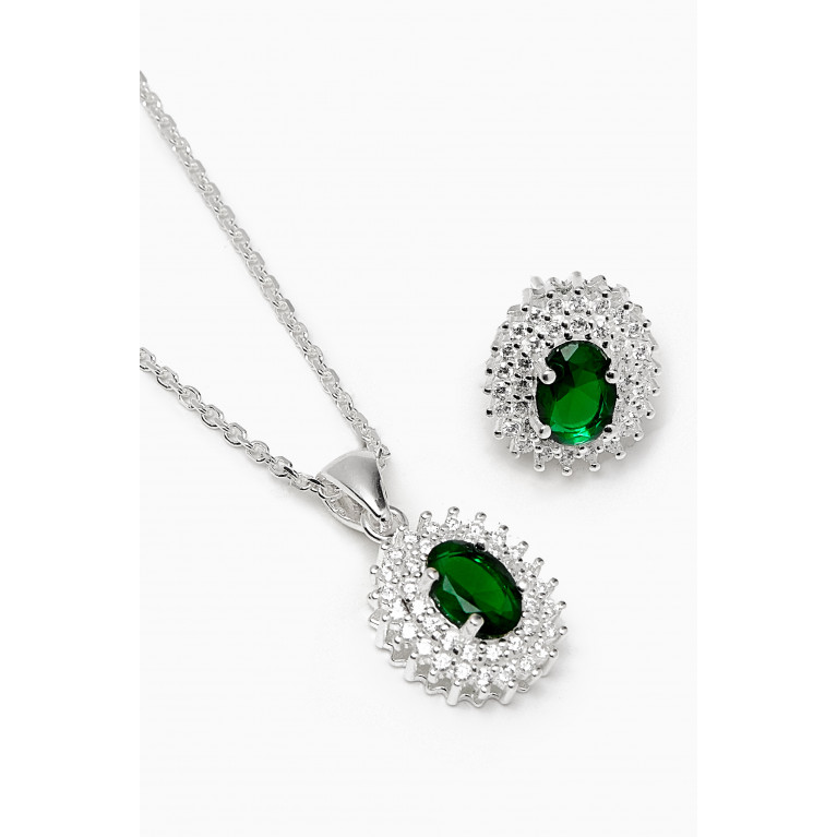 The Jewels Jar - The Jewels Jar - Ayesha Necklace & Earrings Set in Sterling Silver