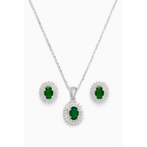 The Jewels Jar - The Jewels Jar - Ayesha Necklace & Earrings Set in Sterling Silver