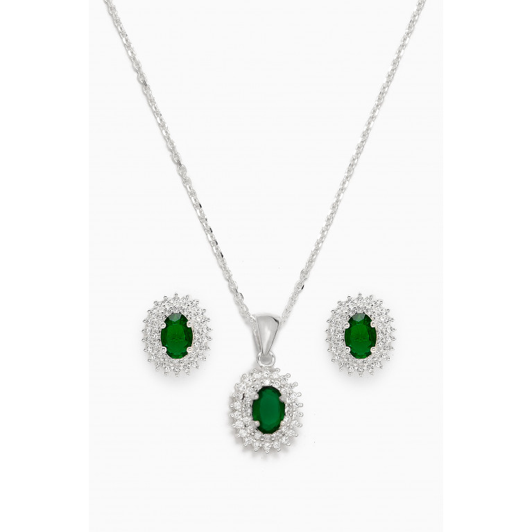 Ayesha Necklace & Earrings Set in Sterling Silver