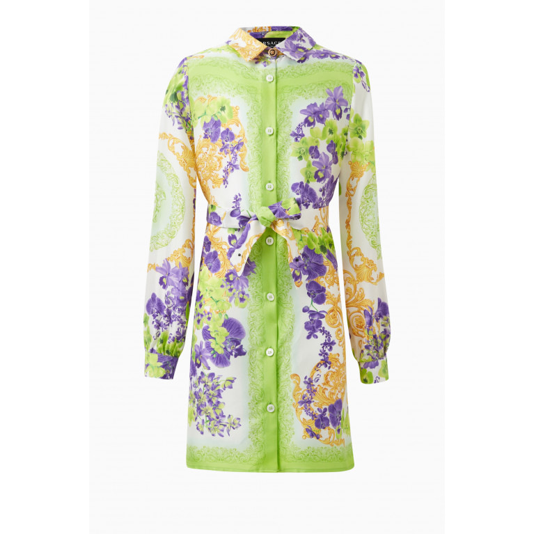 Versace - Orchid Print Shirt Dress in Silk