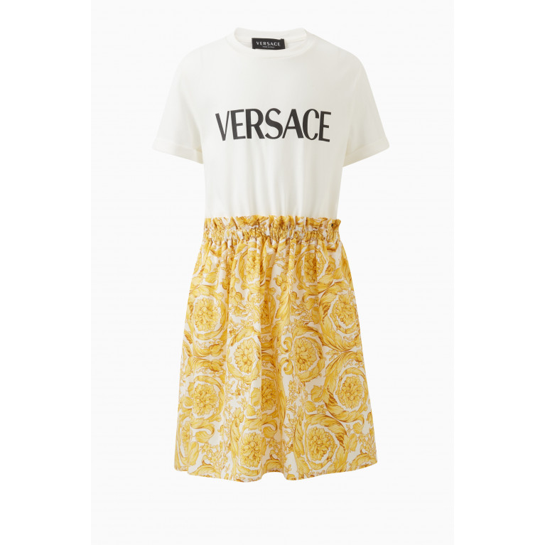 Versace - Logo and Barocco Print T-shirt Dress in Cotton