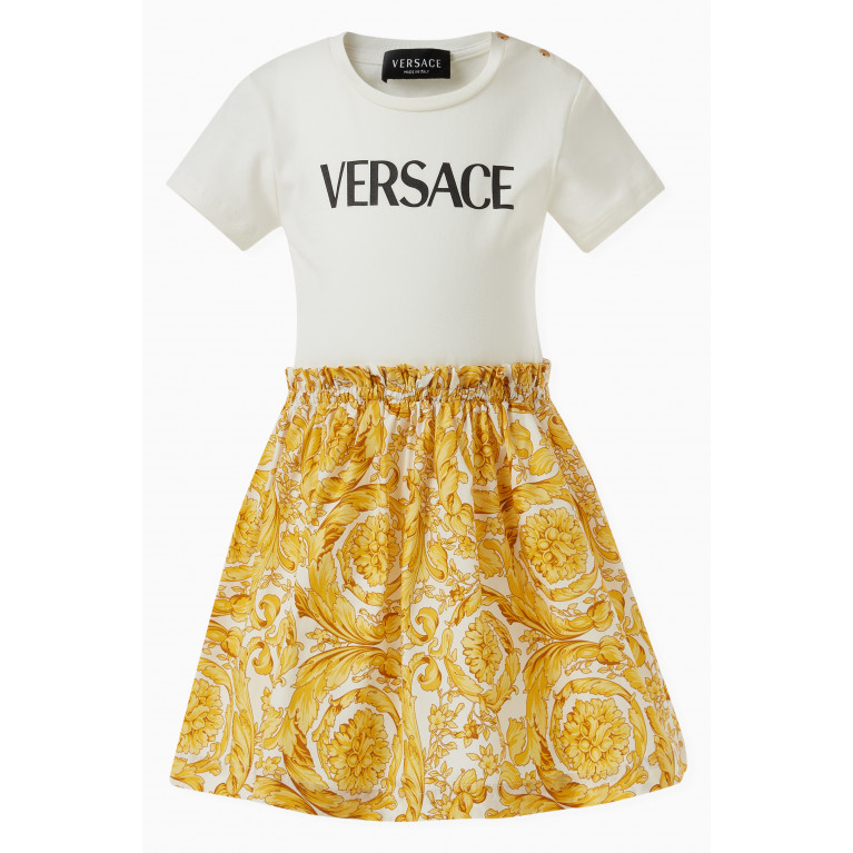 Versace - 2-in-1 Barocco & Logo Print T-shirt Dress in Cotton