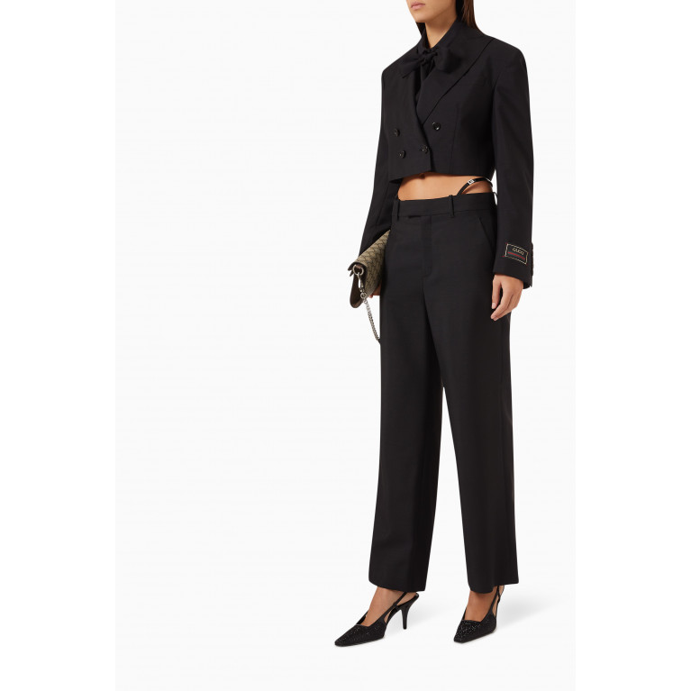 Gucci - Leather-strap Pants in Wool Mohair