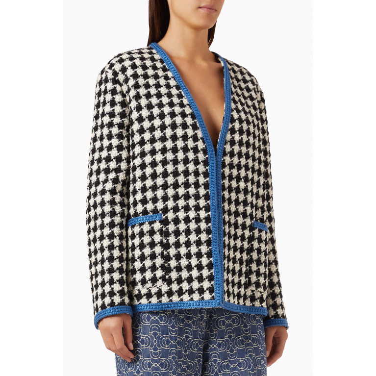 Gucci - Gingham Braided-trim Jacket in Tweed