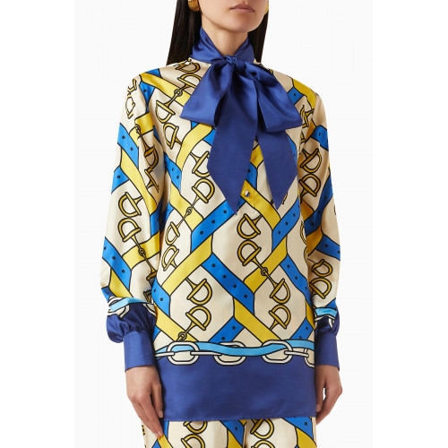 Gucci - Horsebit-print Detachable Belt Shirt in Silk