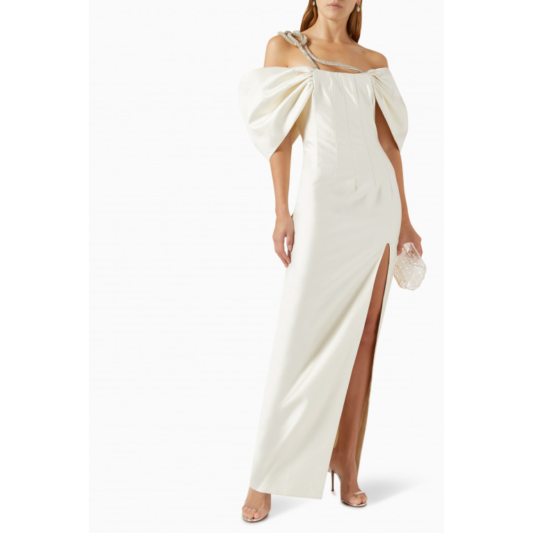Rachel Gilbert - Lexi Crystal-embellished Gown in Silk-wool Blend