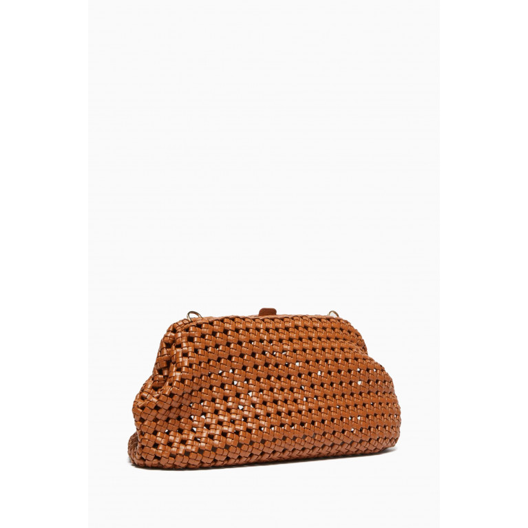 Marella - Divodiv Woven Clutch Bag in Vegan Leather Brown