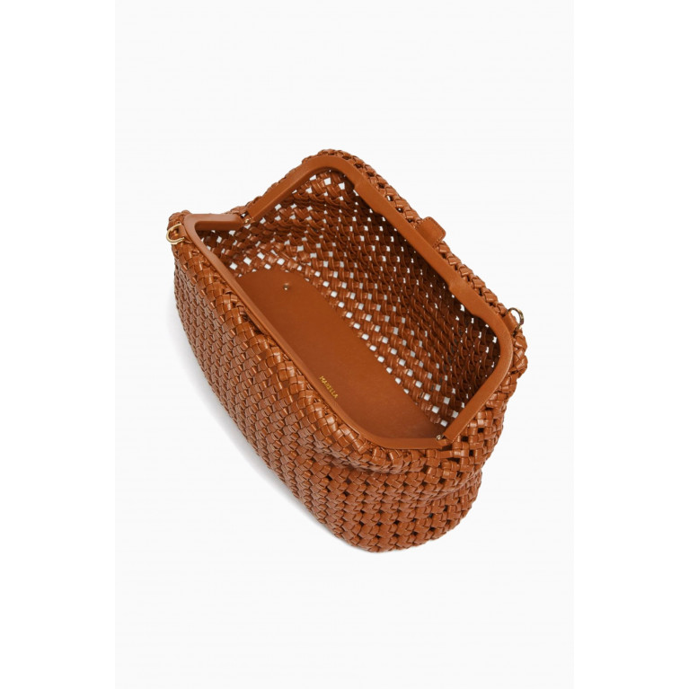 Marella - Divodiv Woven Clutch Bag in Vegan Leather Brown
