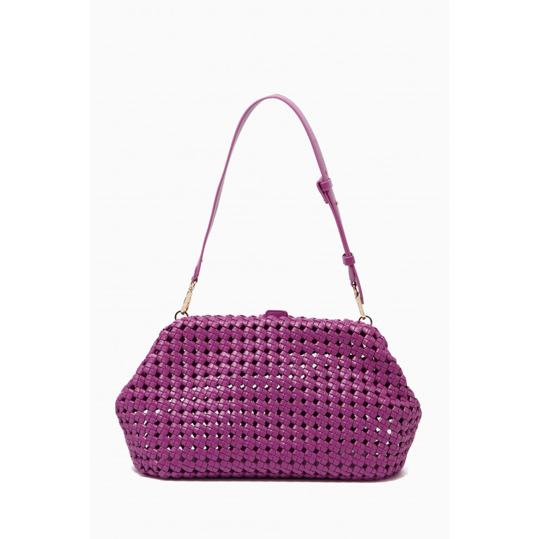 Marella - Divodiv Woven Clutch Bag in Vegan Leather Pink