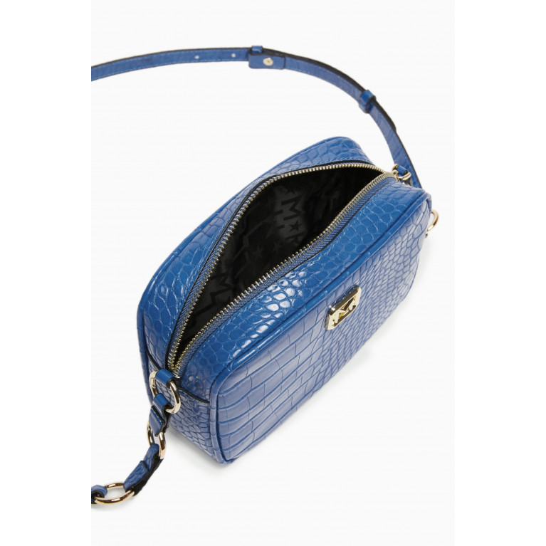 Marella - Iorgo Camera Shoulder Bag in Croc-embossed Faux Leather Blue