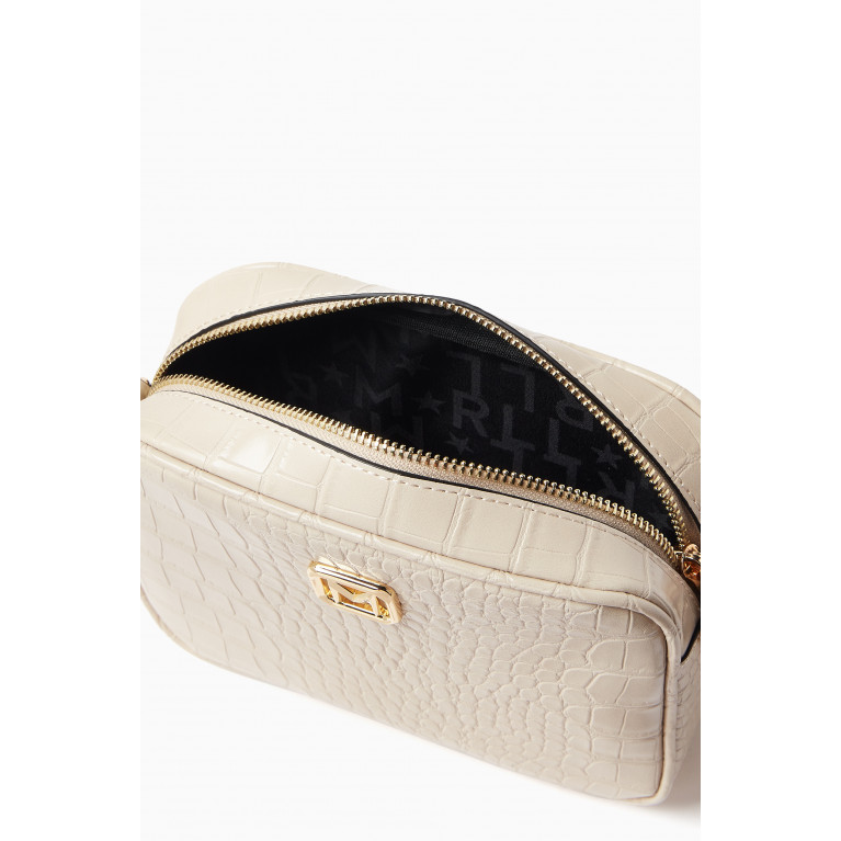 Marella - Iorgo Camera Shoulder Bag in Croc-embossed Faux Leather White