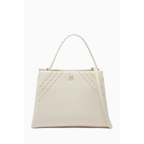 Marella - Felix Stitched Tote Bag in Eco Leather White