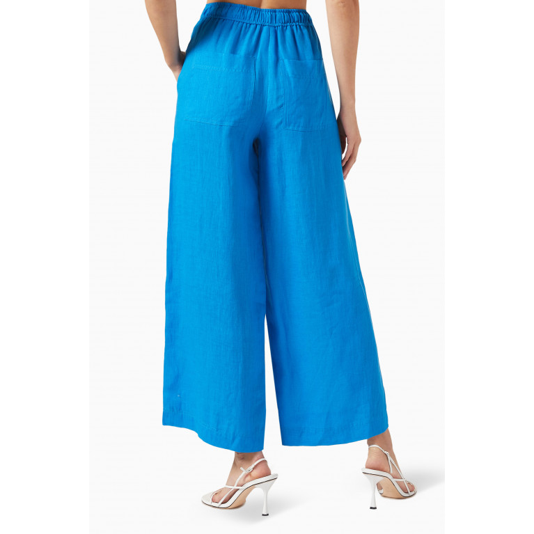 Marella - Bonn Wide-leg Pants in Linen Blue