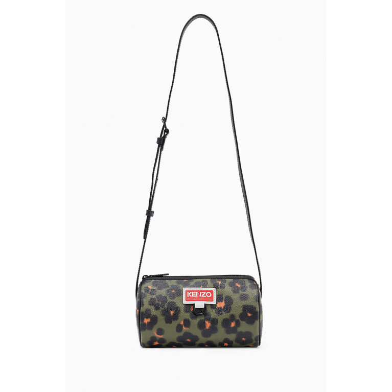 Kenzo - Hana Leopard Zip Crossbody Bag in Leather