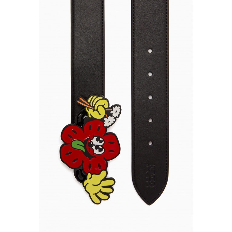 Kenzo - Adjustable Boke Flower Reversible Belt in Leather